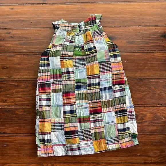 J. Crew CREWCUTS madras patchwork plaid sleeveless dress sz M - Picture 5 of 5